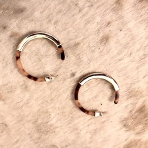 Tortoise Shell and Gold Hoop Earrings